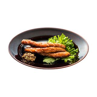 ソーセージ粒マスタード添え