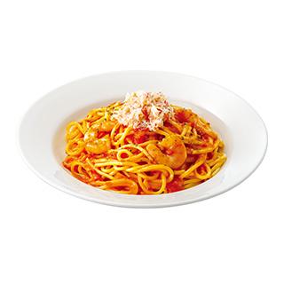 紅ずわい蟹と海老の贅沢トマトクリームパスタ