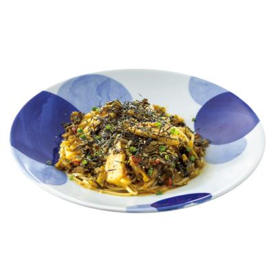０２高菜と鶏肉のピリ辛パスタ